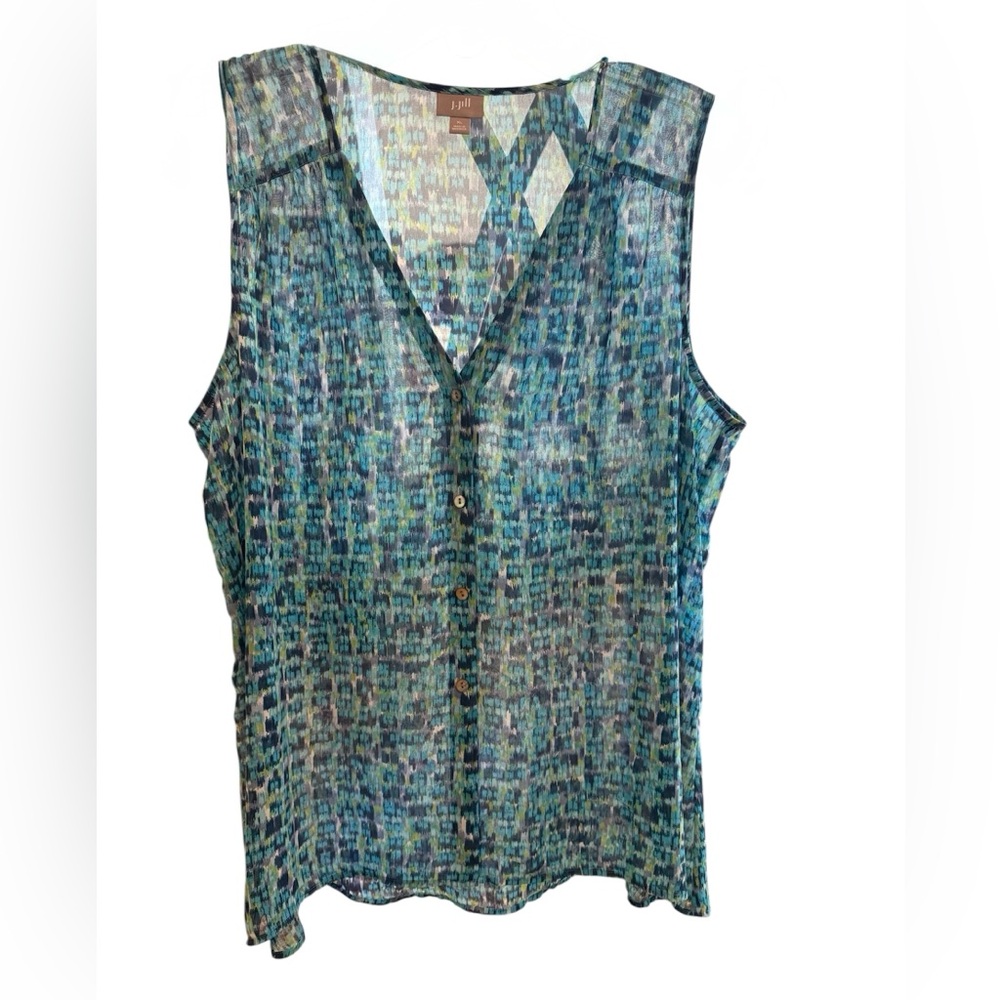 J. Jill Multicolor Sheer Sleeveless Blouse